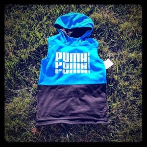 Puma hoodie sleeveless top kids boys blue 10-12